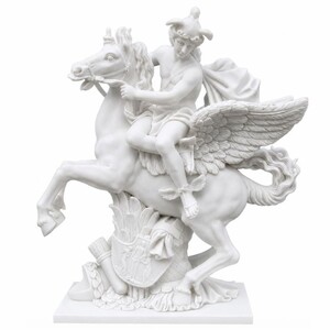 Casa Padrino Marmor Skulptur Fliegender Merkur Wei� H. 115 cm - Altr�mischer G�tterbote - Garten Deko Figur