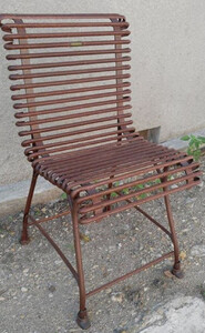 Casa Padrino Jugendstil Garten Stuhl Braun 44 x 50 cm - Handgefertigter Schmiedeeisen Stuhl - Nostalgische Schmiedeeisen Garten & Terrassen M�bel