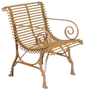 Casa Padrino Jugendstil Garten Stuhl Braun 64 x 62 x H. 71 cm - Handgefertigter Schmiedeeisen Stuhl mit Armlehnen - Nostalgische Schmiedeeisen Garten & Terrassen M�bel