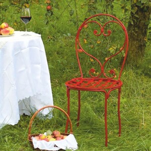 Casa Padrino Jugendstil Garten Stuhl Rot H. 95 cm - Nostalgischer Gartenstuhl - Nostalgische Jugendstil Schmiedeeisen Garten M�bel