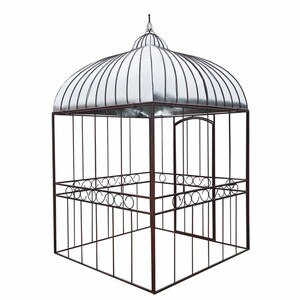 Casa Padrino Jugendstil Garten Vogelhaus Rost / Silber 200 x H. 300 cm - Nostalgische Vogelhuser