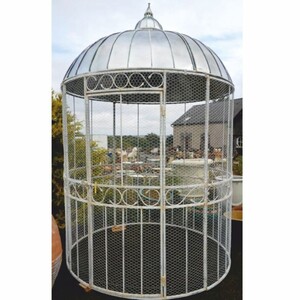 Casa Padrino Jugendstil Garten Vogelhaus Wei� / Silber  200 x H. 300 cm - Nostalgische Vogelh�user
