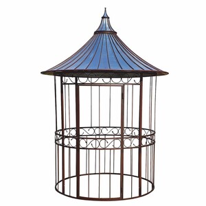 Casa Padrino Jugendstil Schmiedeeisen Garten Vogelhaus Rost / Silber  200 x H. 300 cm