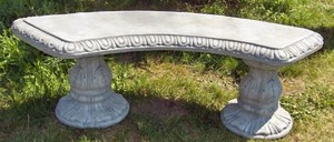 Casa Padrino Jugendstil Gartenbank / Parkbank Grau 138 x 45 x H. 48 cm - Gebogene Sitzbank mit wundersch�nen Verzierungen - Gartenm�bel