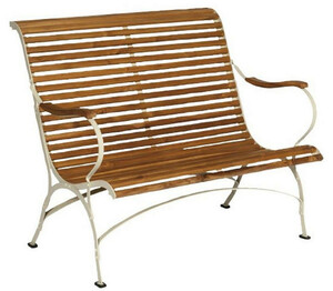 Casa Padrino Luxus Jugendstil Gartenbank Braun / Cremefarben 107 x 80 x H. 91 cm - Garten & Terrassen Sitzbank mit R�ckenlehne und Armlehnen - Jugendstil Garten & Terrassen M�bel