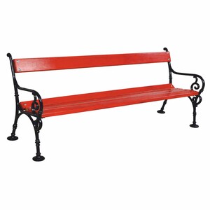 Casa Padrino Jugendstil Gartenbank Rot / Schwarz 190 cm - Nostalgische Parkbank