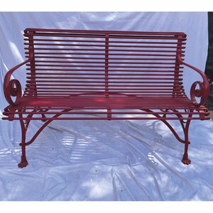 Casa Padrino Jugendstil Gartenbank Dunkelrot 120 cm - Barock & Jugendstil Garten M�bel