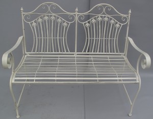 Casa Padrino Jugendstil Gartenbank Rustikal Wei� 120 x 58 x H. 97 cm - Nostalgische Sitzbank - Garten & Terrassen M�bel