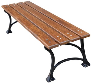 Casa Padrino Jugendstil Gartenbank ohne Lehne Braun / Schwarz 180 x 43 x H. 42 cm - Sitzbank Parkbank Holzbank - Gartenm�bel