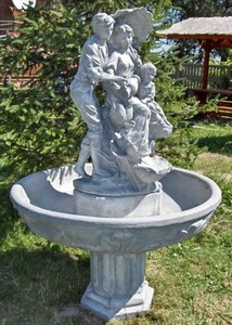 Casa Padrino Jugendstil Gartenbrunnen Grau  95 x H. 164 cm - Barock & Jugendstil Gartendeko Springbrunnen 