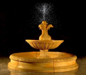 Casa Padrino Jugendstil Gartenbrunnen mit dekorativen Delfinen Beige  234 x H. 145 cm - Runder Springbrunnen mit Umrandung 