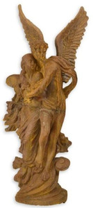 Casa Padrino Jugendstil Gartendeko Figur Engel Rostfarben H. 122 cm - Garten & Terrassen Deko Skulptur - Gusseisen Engelsfigur - Barock & Jugendstil Deko Accessoires