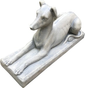 Casa Padrino Jugendstil Garten Skulptur Hund Massiv & Schwer  83 x 27 x H47 cm - Gartenskulptur Deko Antik Stil Grau