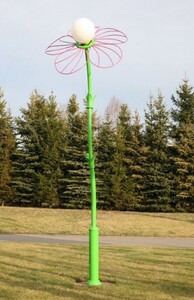 Casa Padrino Jugendstil Gartenlaterne Gr�n / Lila / Wei� H. 400,5 cm - Au�enbeleuchtung