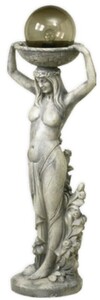 Casa Padrino Jugendstil Gartenleuchte Skulptur Frau Grau H. 133 cm