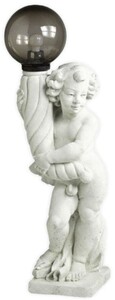 Casa Padrino Jugendstil Gartenleuchte Skulptur Wei / Schwarz H. 112 cm