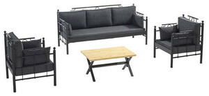 Casa Padrino Jugendstil Gartenm�bel Set Dunkelgrau / Schwarz - 1 Sofa & 2 Sessel & 1 Tisch - Garten & Terrassen M�bel im Jugendstil