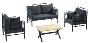 Casa Padrino Jugendstil Gartenm�bel Set Dunkelgrau / Schwarz - 1 Sofa & 2 Sessel & 1 Tisch - Jugendstil Garten & Terrassen M�bel