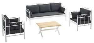 Casa Padrino Jugendstil Gartenm�bel Set Dunkelgrau / Wei� - 1 Sofa & 2 Sessel & 1 Tisch - Garten & Terrassen M�bel im Jugendstil