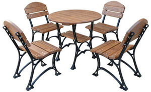 Casa Padrino Jugendstil Gartenm�bel Set Braun / Schwarz - 1 Gartentisch & 4 Gartenst�hle - Garten Terrassen Gastronomie M�bel