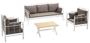 Casa Padrino Jugendstil Gartenm�bel Set Grau / Wei� - 1 Sofa & 2 Sessel & 1 Tisch - Garten & Terrassen M�bel im Jugendstil