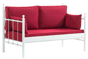 Casa Padrino Jugendstil Gartensofa Wei� / Bordeauxrot 140 x 70 x H. 92 cm - Garten Sofa - Terrassen Sofa - Jugendstil Garten & Terrassen M�bel