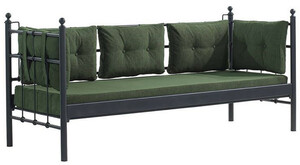 Casa Padrino Jugendstil Gartensofa Schwarz / Dunkelgr�n 200 x 70 x H. 92 cm - Garten Sofa - Terrassen Sofa - Garten & Terrassen M�bel