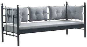 Casa Padrino Jugendstil Gartensofa Schwarz / Hellgrau 200 x 70 x H. 92 cm - Garten Sofa - Terrassen Sofa - Garten & Terrassen M�bel