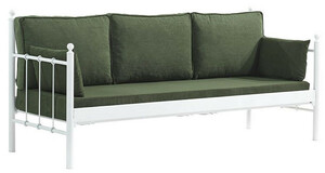 Casa Padrino Jugendstil Gartensofa Wei� / Dunkelgr�n 200 x 70 x H. 92 cm - Garten Sofa - Terrassen Sofa - Jugendstil Garten & Terrassen M�bel