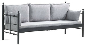 Casa Padrino Jugendstil Gartensofa Schwarz / Hellgrau 200 x 70 x H. 92 cm - Garten Sofa - Terrassen Sofa - Jugendstil Garten & Terrassen M�bel