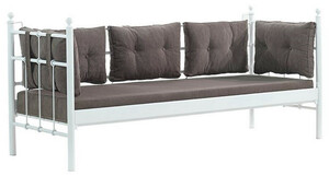 Casa Padrino Jugendstil Gartensofa Wei� / Dunkelgrau 200 x 70 x H. 92 cm - Garten Sofa - Terrassen Sofa - Garten & Terrassen M�bel