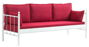 Casa Padrino Jugendstil Gartensofa Wei / Bordeauxrot 200 x 70 x H. 92 cm - Garten Sofa - Terrassen Sofa - Jugendstil Garten & Terrassen Mbel