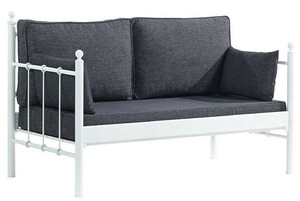 Casa Padrino Jugendstil Gartensofa Wei� / Dunkelgrau 140 x 70 x H. 92 cm - Garten Sofa - Terrassen Sofa - Jugendstil Garten & Terrassen M�bel