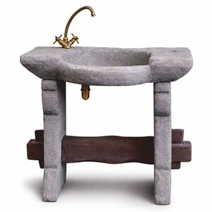 Casa Padrino Jugendstil Gartensp�le Grau / Braun H. 84 cm - Garten Accessoires