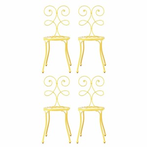 Casa Padrino Jugendstil Gartenstuhl 4er Set Gelb H. 85 cm - Garten M�bel