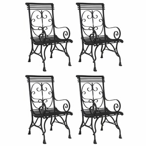 Casa Padrino Jugendstil Schmiedeeisen Gartenstuhl 4er Set Schwarz - Garten M�bel