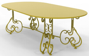 Casa Padrino Jugendstil Gartentisch 245 x 120 x H. 73,5 cm - Verschiedene Farben - Ovaler Schmiedeeisen Garten & Terrassen Tisch - Jugendstil Schmiedeeisen Garten & Terrassen M�bel