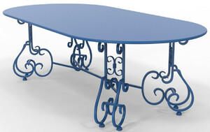 Casa Padrino Jugendstil Gartentisch 245 x 120 x H. 73,5 cm - Verschiedene Farben - Ovaler Schmiedeeisen Garten & Terrassen Tisch - Jugendstil Schmiedeeisen Garten & Terrassen M�bel