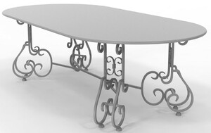 Casa Padrino Jugendstil Gartentisch 245 x 120 x H. 73,5 cm - Verschiedene Farben - Ovaler Schmiedeeisen Garten & Terrassen Tisch - Jugendstil Schmiedeeisen Garten & Terrassen M�bel