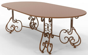 Casa Padrino Jugendstil Gartentisch 245 x 120 x H. 73,5 cm - Verschiedene Farben - Ovaler Schmiedeeisen Garten & Terrassen Tisch - Jugendstil Schmiedeeisen Garten & Terrassen M�bel