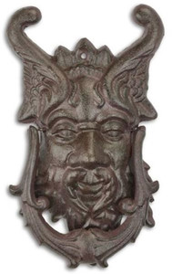 Casa Padrino Jugendstil Gusseisen Trklopfer Teufelskopf Braun 19,9 x H. 33,2 cm - Barock & Jugendstil Deko Accessoires