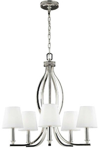 Casa Padrino Jugendstil Kronleuchter Silber / Wei�  64,1 x H. 63,5 cm - Runder Metall Kronleuchter - Barock & Jugendstil Wohnzimmer Kronleuchter - Barock & Jugendstil Leuchten