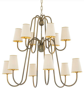 Casa Padrino Luxus Jugendstil Kronleuchter Vintage Messingfarben / Wei� / Gold 76 x 76 x H. 76 cm - Barock & Jugendstil Kronleuchter