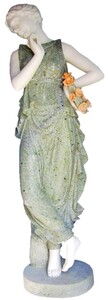 Casa Padrino Jugendstil Deko Marmor Skulptur Dame Gr�n / Wei� / Orange H. 150 cm