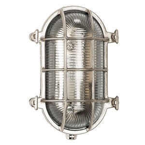 Casa Padrino Jugendstil Schiffslampe 17 x 12 x H. 25 cm - Nickel - Nostalgische Wetterfeste Au�enleuchte