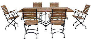 Casa Padrino Jugendstil Garten M�bel Set Braun / Schwarz - 1 Jugendstil Garten Esstisch & 6 Jugendstil Garten St�hle - Barock & Jugendstil Gastronomie & Garten M�bel