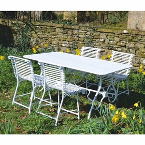 Casa Padrino Jugendstil Schmiedeeisen Garten M�bel Set Wei� - Garten Tisch & 4 St�hle