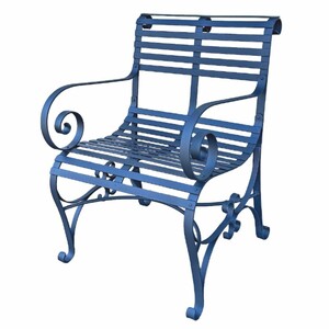 Casa Padrino Jugendstil Schmiedeeisen Garten Stuhl mit Armlehnen Blau - Garten M�bel