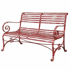 Casa Padrino Jugendstil Schmiedeeisen Gartenbank Antik Rot 120 cm - Garten M�bel