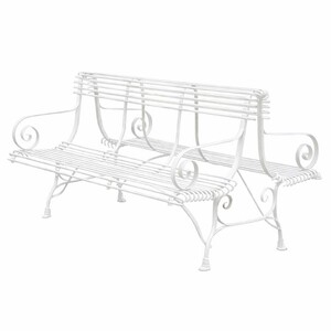 Casa Padrino Jugendstil Schmiedeeisen Gartenbank Wei� 150 cm - Doppelseitige Sitzbank